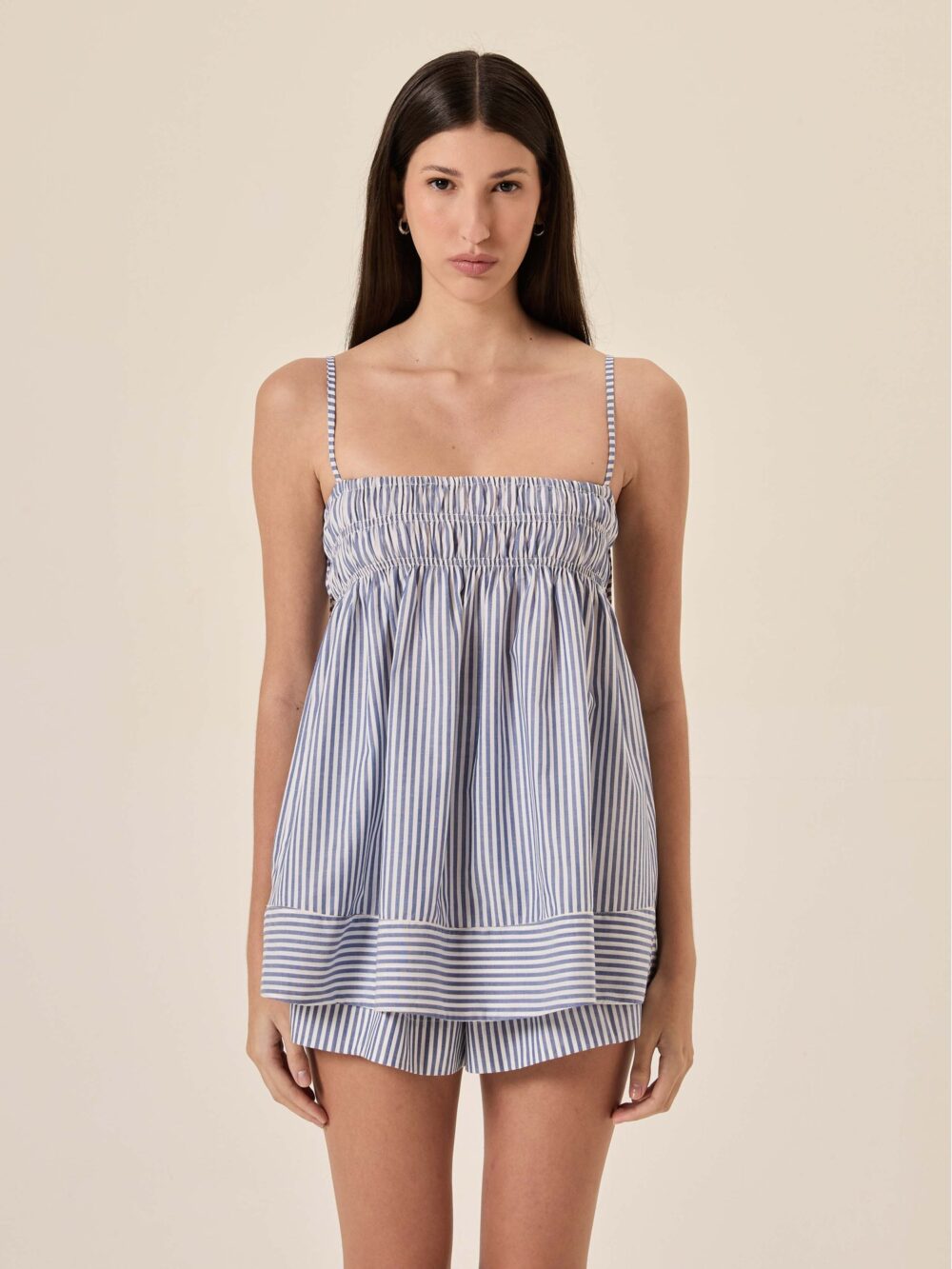 Tricoline Stripes Smock Blouse Mia