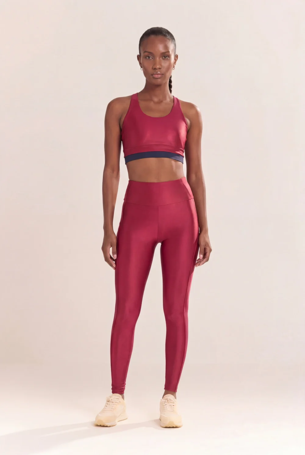 Calça Legging Shine Recortes Frente
